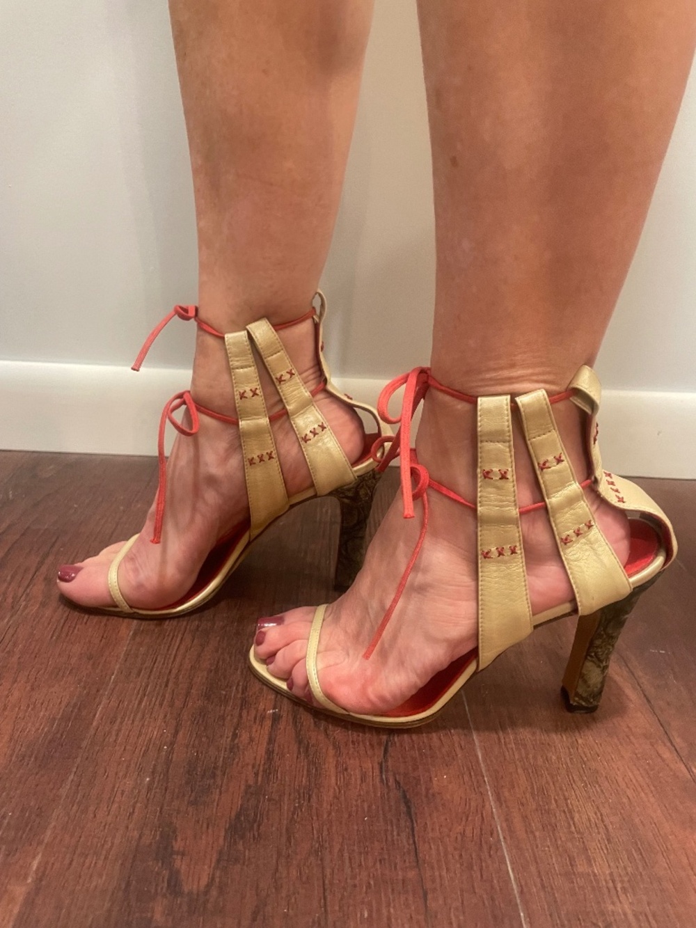 Vintage MANOLO BLAHNIK Gold High Heel Sandals